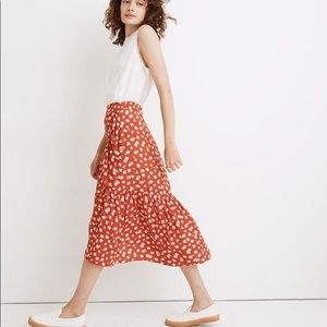 Madewell Ruffle-Wrap Midi Skirt in Happy Hibiscus